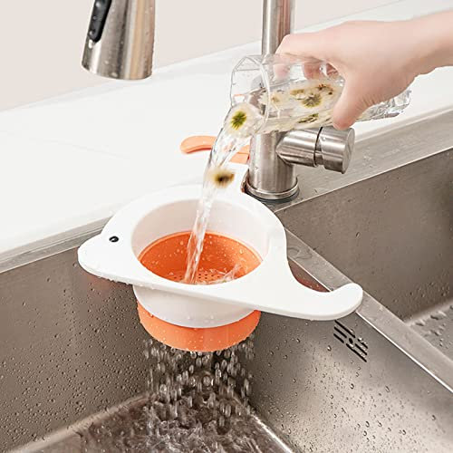 Shunfaji Spülbeckensieb Waschbecken Filterablage Abtropfsieb, Küche Lagerregal Teleskop Waschbecken Caddy Organizer Einziehbar Spülbecken Seiher Sieb Ueber Die Spuele für Geschirr Obst Gemüse (Weiß)