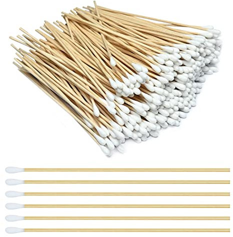 400 Pcs Long Handle Wooden Cotton Swabs 15cm Long Cotton Buds, Long Wood Stick Cotton Buds for Cleaning, Makeup, Polishing Jewelry, Arts and Crafts