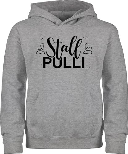Shirtracer Kinder Hoodie Jungen Mädchen - Pferd Pferde - Stallpulli Lettering - 140 (9/11 Jahre) - Grau meliert - pferdepullover reiten Pulli reithoodies pferdeliebhaber Pullover reitpulli Reiter