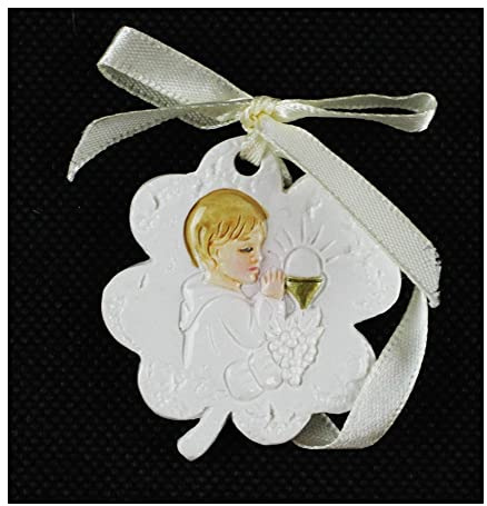 DLM Bomboniere DLM29338 (Kit 12 Pezzi) Calamita Magnete Bimbo Calice Comunione Grappolo D'uva Vite in Resina Segnaposto Confettata Pensierino bomboniera Regalo
