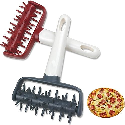 LATRAT 2 unidades rodillo de amasar con púas de plástico, rodillo de masa para pizza para pasteles, pizza, galletas, herramientas de horneado, pan de pastel, ZPHOUDE1997