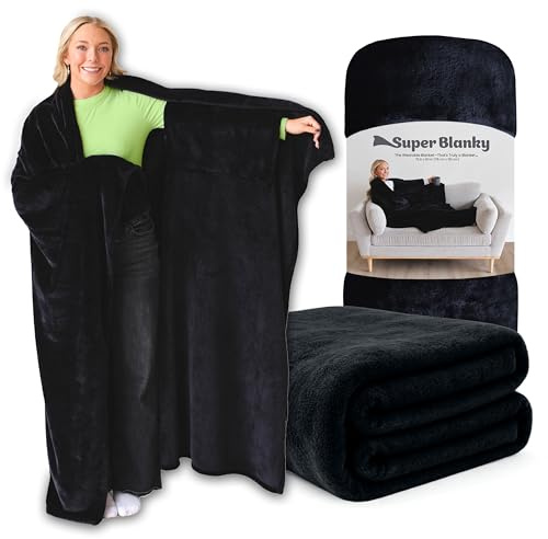 Super Blanky Wearable Blankets for Women - Mothers Day Gift for Her, Adult Comfy Wearable Blanket Men, Easter Gift for Women, Easter Gifts for Teens, Wife Birthday Gift Ideas - Dark Black