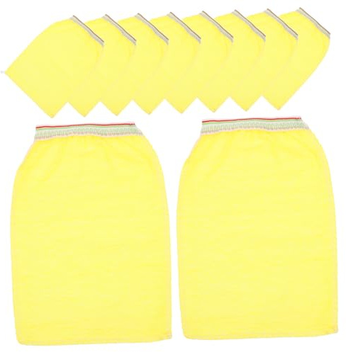 VINTORKY 25pcs Disposable Exfoliating Shower Gloves for Women, Portable Body Massage Bath Mitts, Yellow Scrubbing Gloves for Deep Skin Cleansing and Bathing Accessories