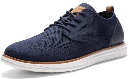 Bruno Marc Herren Anzugschuhe KnitFlex Craft Atmungsaktiv Gestrickter Stoff Schnürhalbschuhe Sommer Casual lässige Moderne Klassische Schuhe,Size 44.5,Marine 06,SBOX2406M