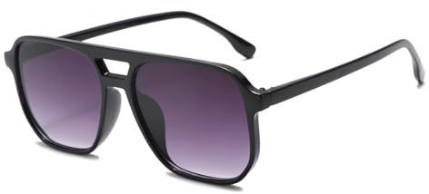 Long Keeper Gafas de Sol Piloto Hombre Mujer, Gafas de Sol Cuadradas Retro Gafas Piloto Vintage Marco Cuadrado Protección UV400, 51mm