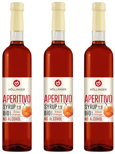Höllinger Bio Cocktailsirup Aperitivo - Vegan, 3x500ml Glas Flasche - alkoholfreier Cocktail