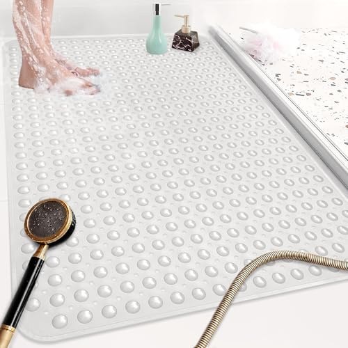 nky rutschfeste Duschmatte: 120 x 80 cm, extra große TPE-Duschmatten für Innendusche, rutschfeste Duschkabine mit Ablaufloch und Saugnäpfen für ältere Menschen