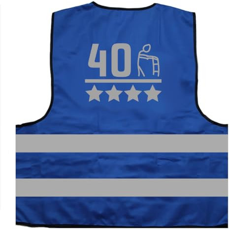 40 Geburtstag Geschenk Gehilfe Warnweste BZW. Signalweste mit reflektierendem Aufdruck - Größe L/XL, Blau