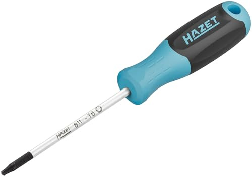 HAZET Schraubendreher 811-T6, Innen TORX Profil, SW T6, Rundklinge | Abtrieb Innen TORX Profil, Klinge mattverchromt, Spitze brüniert, TORX 1.67 mm, Länge l1 48 mm, Länge l2 112 mm, 39 g