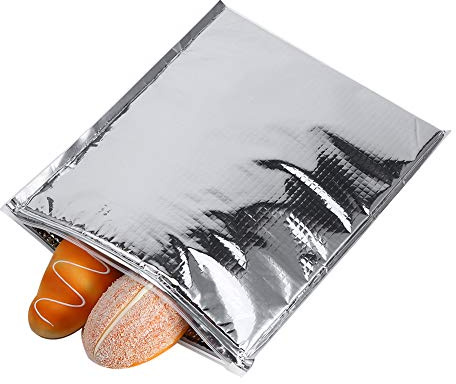 Haosie 5PCS Aluminum Foil Insulated Bag, 30 x 35cm Thermal Cooler Bag | Food Storage Bags, for Camping Picnic Grocery Lunch
