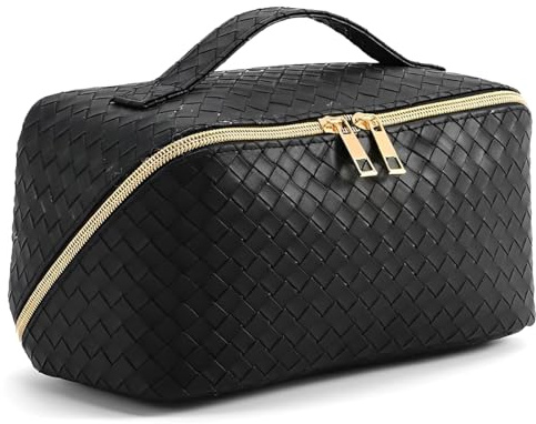 Groß Kapazität Kosmetiktasche Damen，Mäppchen Make Up Bag，Tragbare Kosmetik Reise Täschchen, Kosmetikbeutel mit fächern