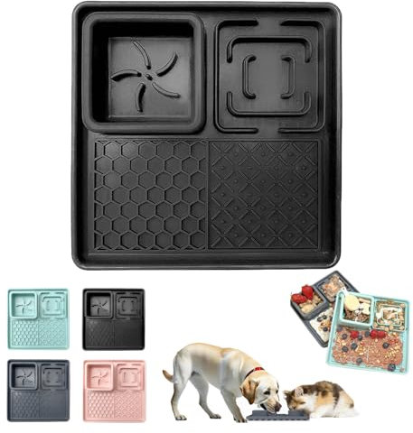 MORAINJAY Leckmatte Schleckmatte Hund mit Saugnapf, Schwarz Hundespielzeug Futtermatte Welpen Katze für Haustier Angst Relief und Langsam Füttern Hundebaden Trainieren Lebensmittelqualität BPA-frei