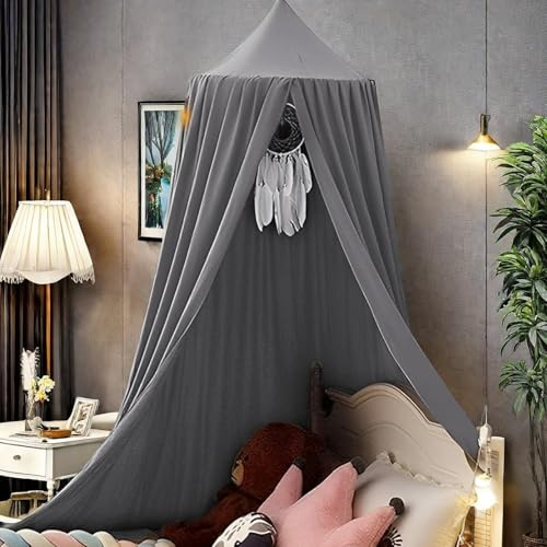 Ginkago Dosel para Habitación Infantil, Cama Gigante de Bebé, Cortinas de Cama, Princesa, para Juegos, Lectura, Dormitorio y Vestidor (Gris)