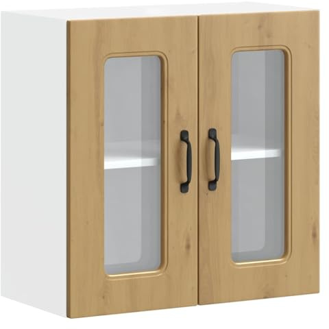 vidaXL Küchen-Hängeschrank mit Glastür Kalmar Artisan-Eiche Holzwerkstoff