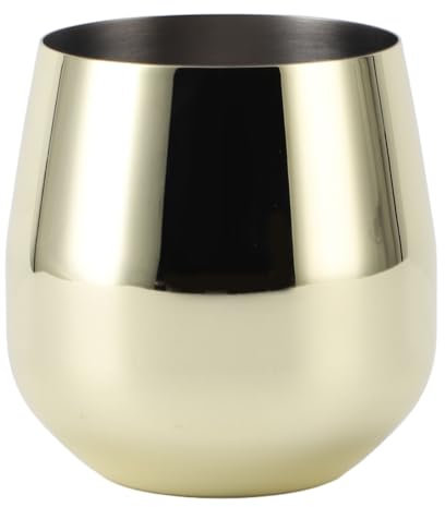 Bicchieri da vino senza gambo in acciaio inossidabile, vetro di vino in acciaio inossidabile a forma di uovo senza gambo 550 ml portatile infrangibile per eventi da esterno a barre (Gold Plating)