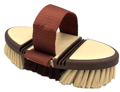 JA Horse JA2002 Kardätsche Pferdebürste, Cappuccino Mokka Beige | Wurzelbürste, Wurzelkardätsche, Reinigungsbürste, Lange Borsten, Flexibel, Ergonomische für Pferd Putzzeug