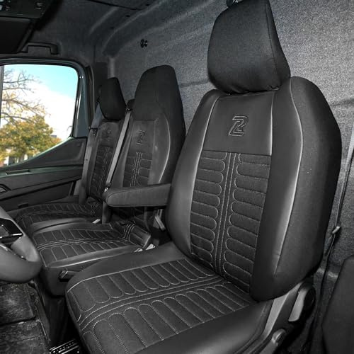 LUCARO Sitzbezüge Auto Set für Renault Master 4, Nissan Interstar 3 Schwarz
