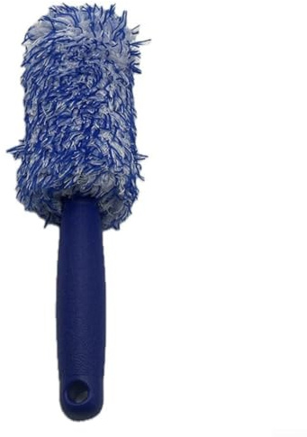 Cepillo de felpa para limpiar ruedas y llantas de coche con mango ergonómico para mayor comodidad (azul y blanco)