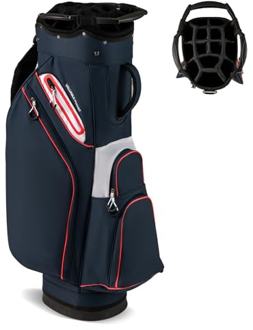 GYMAX Golftasche mit 14 Fächern, leichte Golfreisetasche mit 6 Reißverschlusstaschen, Golfreisetasche mit Handtuchhalter& Regenschirmhalter, Standtasche für Golfschläger