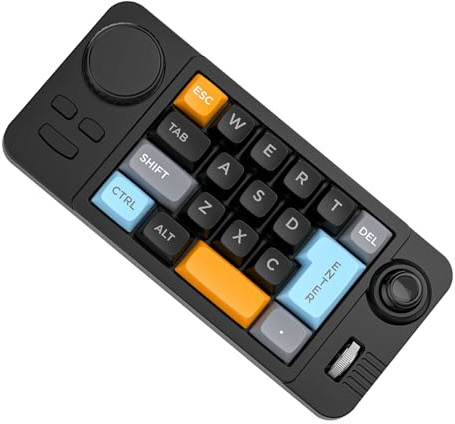 YUGSHNKFC Double Scroll Wheel Mechanical Keyboard 19 Key Small Keypad Color Backlits Programmable Joystick Hot Swappable Switches Mechanical Macroed Keyboard with Color Effects