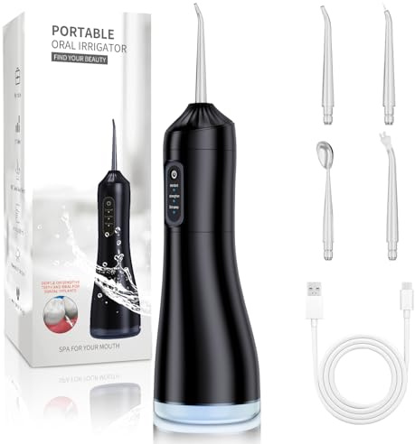Idropulsore elettrico per denti senza fili, rimozione della placca per denti e bretelle, 330 ml, irrigatore orale senza fili, IPX7 impermeabile, filo interdentale per rimuovere la placca e sbiancare i