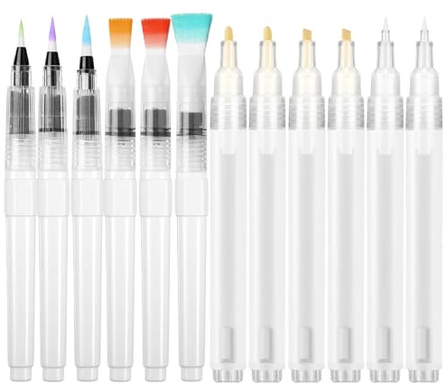 JEFFNIUB 12 Nachfüllbare Leere Acrylstifte, Auslaufsicherer Paint Marker Stifte mit Mehreren Spitzen, Transparenter Körper für Acryl- und Flüssigfarben für Zeichnen Schreiben DIY Projekte