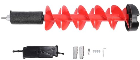 Punta trapano per coclea per ghiaccio elettrica 8 pollici in nylon galleggiante con lama in carburo per la pesca sul ghiaccio in acque profonde Rosso Lunghezza 28 pollici