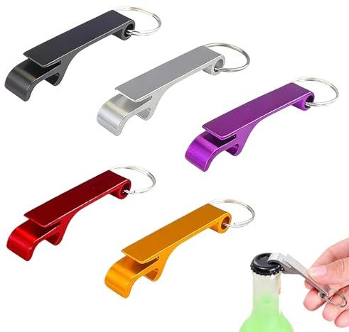 5 Pcs Bottle Opener Keyring, Aluminum Alloys Mini Key Ring Bottle Opener Keychain, Beer Bar Novelty Gifts for Men Women(5 Colours)