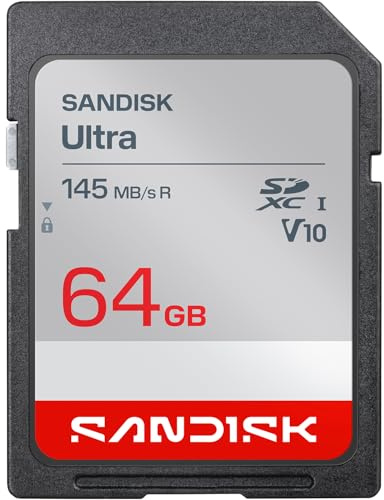 SANDISK Ultra SDXC UHS-I-Karte 64 GB (bis zu 145 MB/s Lesegeschwindigkeit, Full-HD-Video, V10, U1, C10) SANDISK Memory Zone App