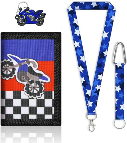 DRADERCH Portefeuille Garçon, Porte Monnaie Enfant Pliable, Portefeuille pour Enfant, Porte-Monnaie avec Porte-clés et lanière, pour Filles et Enfants,Style Dessin animé pour garçons et Filles