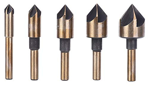 aqxreight Juego de 5 Brocas para Chaflán, Herramienta de Carpintería con ángulo de 82° para Carpintería, Procesamiento de Metales, Cortador de Chaflán Manual, Broca Avellanada para Uso Profesional
