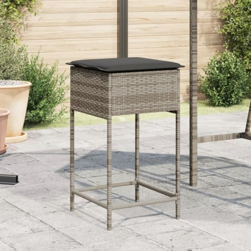 Nqyjm 2 sgabelli da cucina con cuscini in rattan sintetico grigio sedie da esterno resistente alle intemperie, poltrone per terrazze, mobili da giardino, poltrone da giardino
