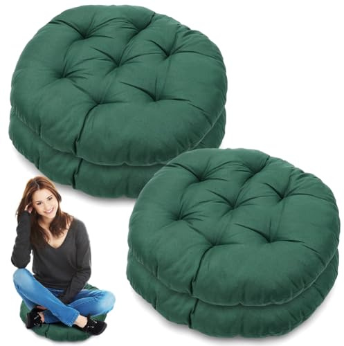 MIUUIPI Sitzkissen Rund, 40x40 cm Bequemes Sitzkissen, Stuhlauflage für Wohnzimmer, Esszimmer, Studierzimmer für Gartenstuhl, Balkonstuhl, Bürostuhl, Sitzpolster Indoor & Outdoor (Dunkelgrün)
