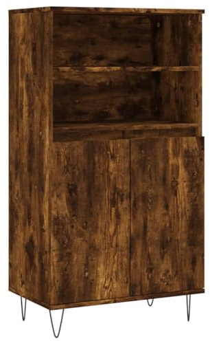 PUGYNBK Highboard - Credenza per affumicatura, 60 x 36 x 110 cm, 6 scomparti e ante in legno, stile industriale con piedini in metallo