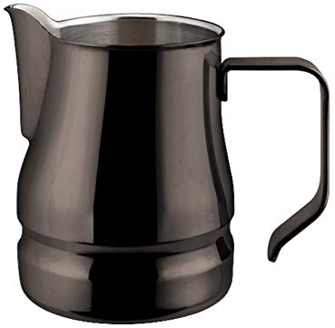 ILSA Pot à lait Evolution pour Cappuccino et Lait Art, acier inoxydable 18/10, noir, tasses 3, capacité 35 cl
