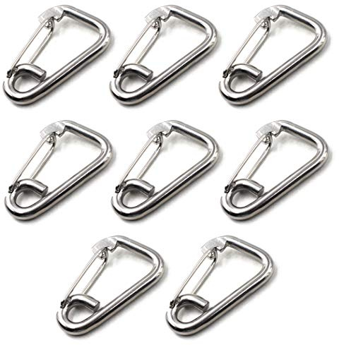 Lot de 8 mousquetons à ressort M6 en acier inoxydable 304 de qualité marine pour escalade, randonnée, utilisation en extérieur