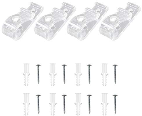 4 Sets Plastic Roman Roller Blind Chain Cord P Clips Hooks Child Safety Roller Blind Clips for Vertical Roman Roller Blinds with 8 Screws and 8 Plastic Pillars (Clear)