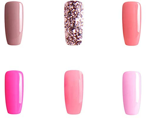 BLUESKY Gel Polish, Pink Set, Pink, Nude, Neon, Glitter, Shimmer (Requires Curing Under Uv/Led Lamp), 10 ml