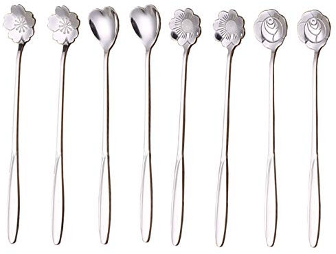 8 Stück Latte Löffel Edelstahl Löffel Macchiato Löffel verwendet für Latte Kaffee Espresso heiße Schokolade heiße Getränke Dessert und Eisbecher