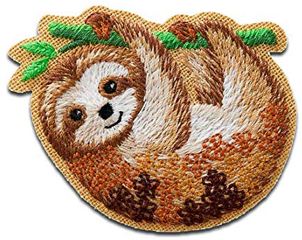 Faultier Tier - Aufnäher, Bügelbild, Aufbügler, Applikationen, Patches, Flicken, zum aufbügeln, Größe: 5,5 x 4,2 cm