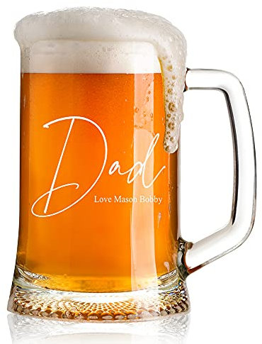 ukgiftstoreonline Dad Gift Personalised Engraved 1 Pint Glass Large Beer Tankard 680ml