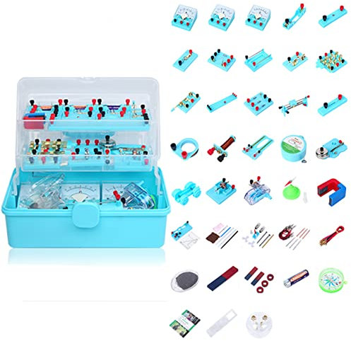 LXX Stem Physik Elektronik Baukasten für Erwachsene und Kinder Science Lab Grundlegende Elektrizität Magnetismus Experiment Physik Experimente für Kinder, Blue