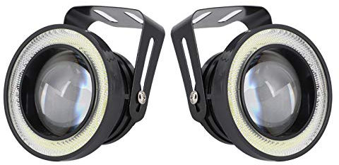 KIMISS Fendinebbia a LED per Auto 3 Pollici, Fari Fendinebbia Rotondi con Occhi di Angelo Ad Alta Luminosità DC 12V Universale IP65