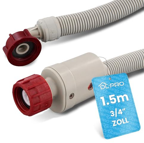 DL-pro Aquastop Tuyau d'alimentation universel 1,5 m 3/4 Tuyau droit/coudé Tuyau de sécurité pour machine à laver lave-vaisselle 90 °C 10 bar