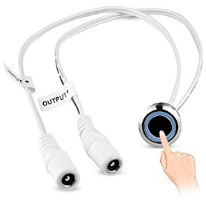 EBILUN 5V DC 12-24V Interruptor táctil liso Regulable Detector táctil LED Tira Dimmer con luz azul noche Indicación