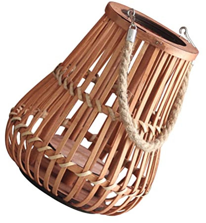 OSALADI Bambuslaterne Mit Haken Hohllaterne Aus Bambus Und Rattan Kerzenhalter Für Partys Feste Und Feiern Laterne Für Dekoration