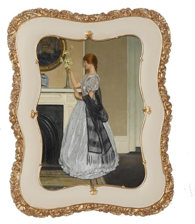 PARAFAYER Vintage Picture Frame 5x7, Antique Baroque Photo Frame With Gilded Floral Trimming, High Definition Glass Front, Retro Home Decor Art Gallery (Beige and Gold 5x7)