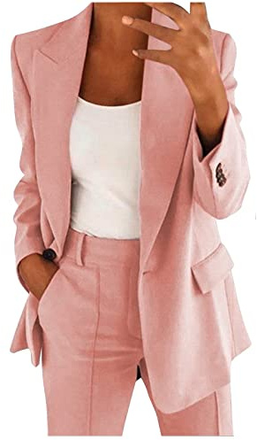 L9WEI Blazer para mujer elegante, conjunto de 2 piezas para mujer, elegante traje de dos piezas, mono de una sola pieza, otoño, atuendo casual, manga larga, conjunto de dos piezas, traje de oficina