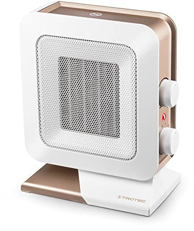 TROTEC Keramik Heizlüfter TFC 14 E – Heizleistung 700 W / 1400 W – Elektroheizung mit Thermostat, Raumgröße 20 m² bis 50 m³, weiß