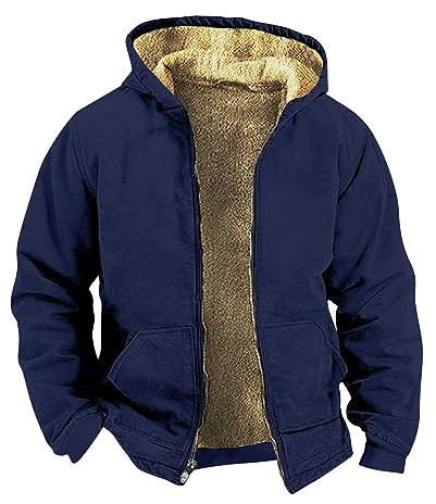 TIMELYE Jacken Outdoor Puffer Jacke Herren Schwarz Fahrradjacke Herren Winter Wolle Herren Jacke Mit Stehkragen Atmungsaktiv Leichte Daunenjacke Herren Winterjacke Herren(Royal Blue,5XL)